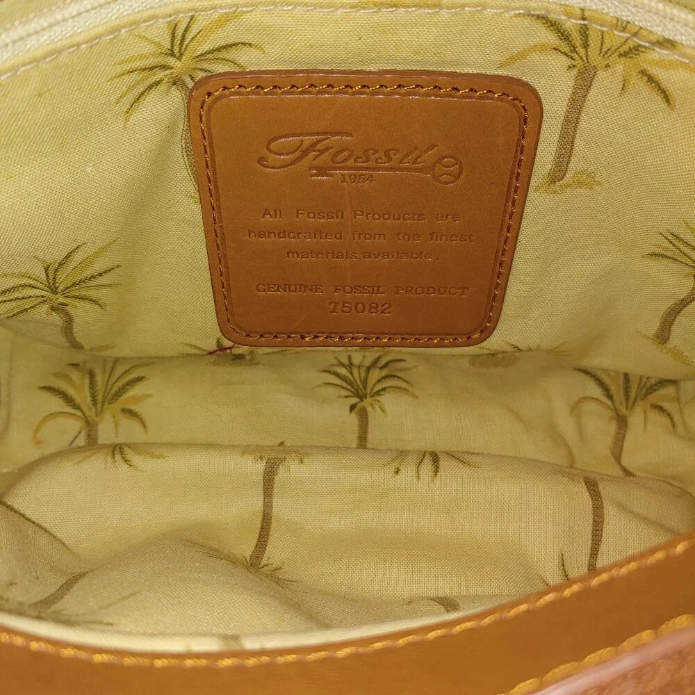 Fossil Basket Wave Woven Leather Handle Purse - Picture 11 of 12